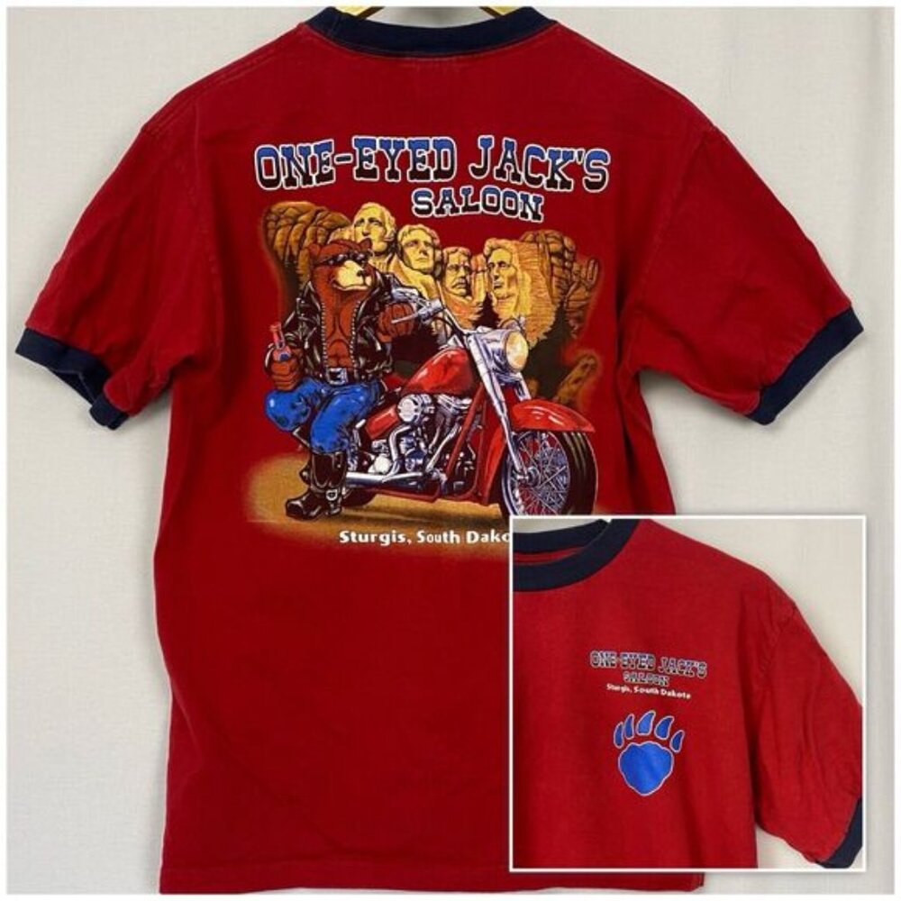 Harley Davidson T Shirt Men Medium Sturgis South Dakota Mt Rushmore One Eye Jack